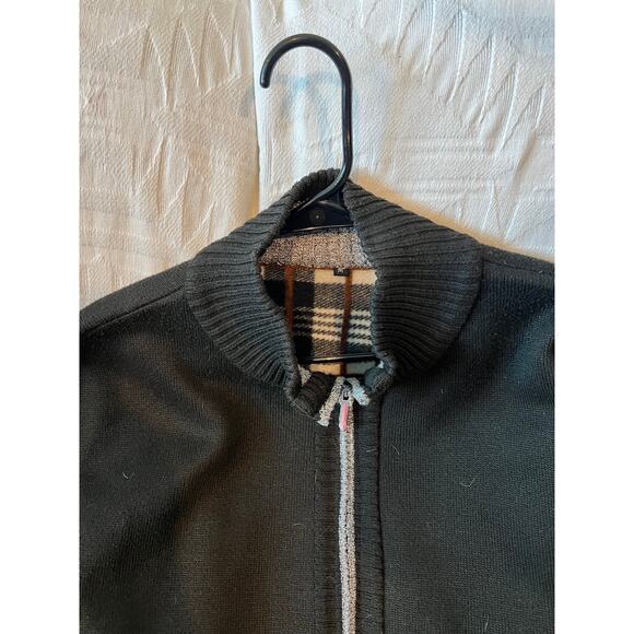 Gray with Checked Print INside Zip Up Sweater Mens M - Picture 4 of 4